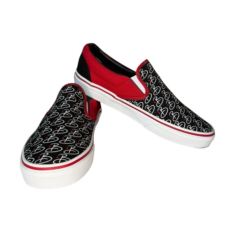 Vans Red and Black B Slip Ons - Picture 2 of 9